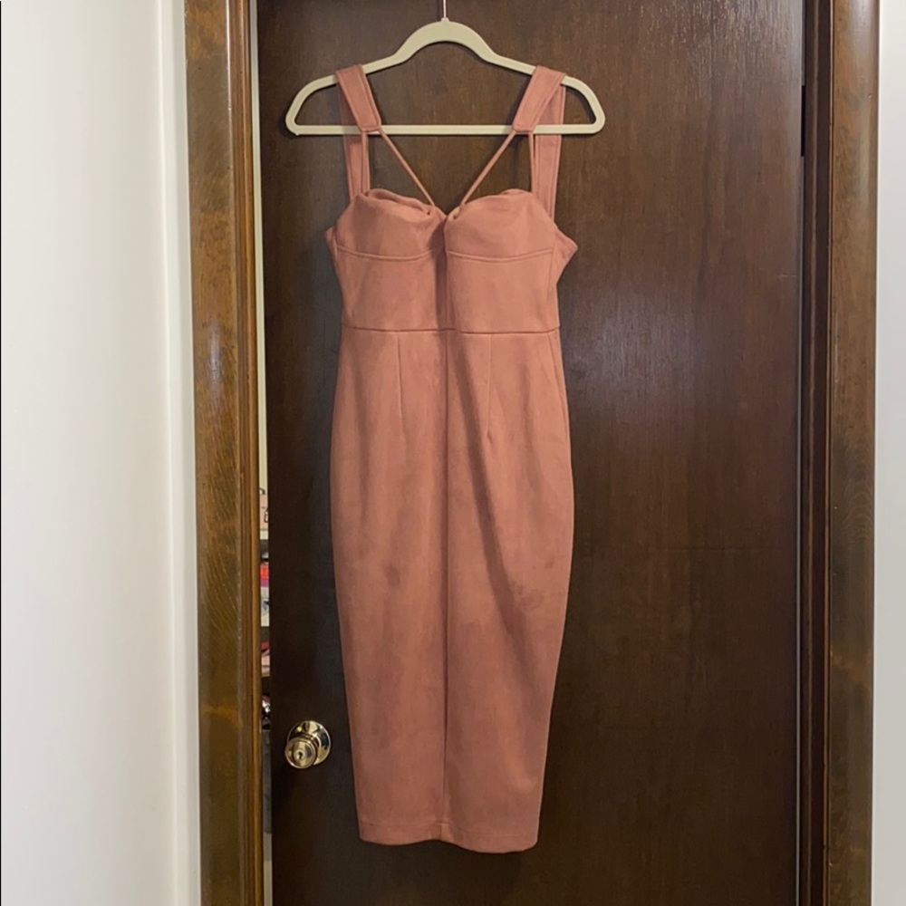 Faux Suede Lexi Drew Dress - Blush